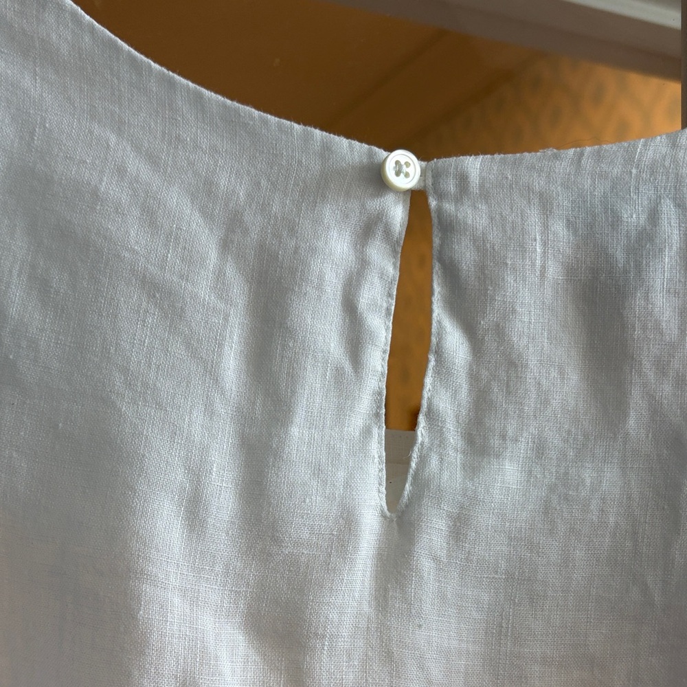 Sundance Linen White Ruffled Blouse - Picture 4 of 5